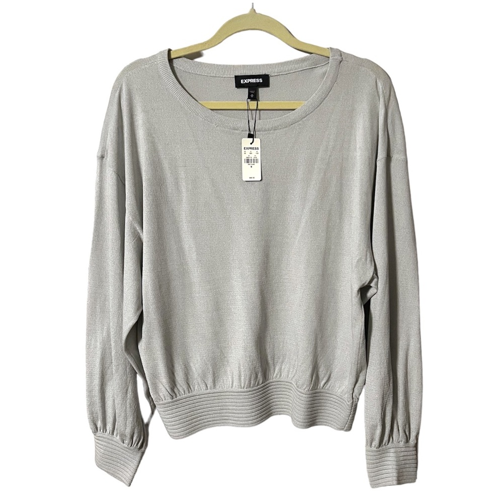 NWT Express Balloon Sleeve Sweater Silver Size M